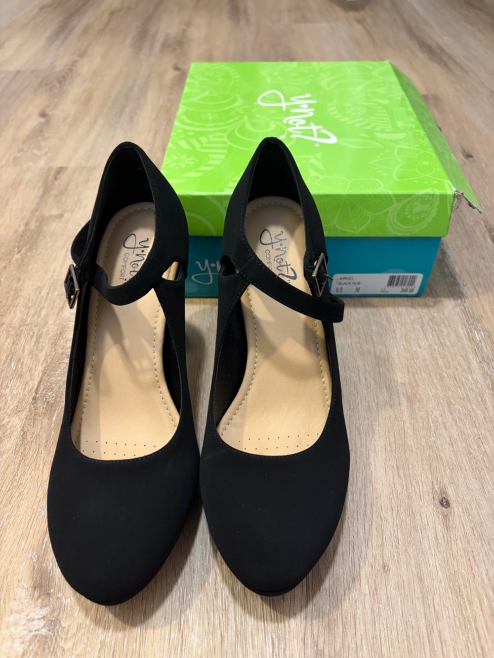 Y-not? Black Mary Jane Pumps with Ankle Strap